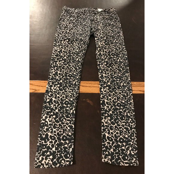 Rag & Bone Skinny Amoeba Printed Black/Brown Leopard Mid Rise Jeans - Size 27 - Picture 1 of 12